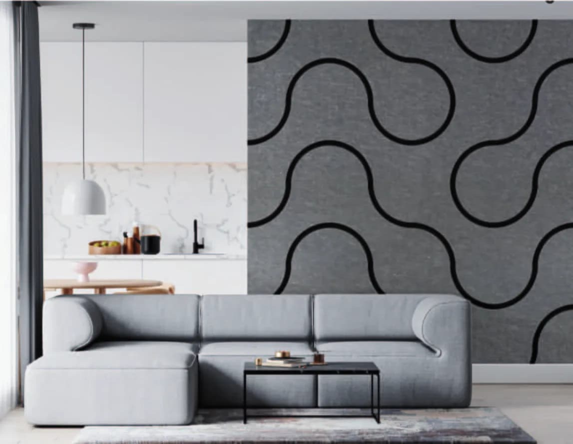 Feltro KW Deco 12 Kvadratinis panelis su dviem lenktais grioveliais – interjere